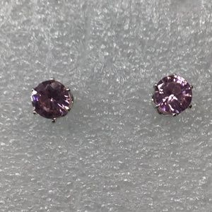 Cubic Zirconia pierced stud pink earrings